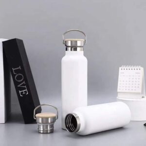 Termo En Acero Tapa Bambu Aro 600ml